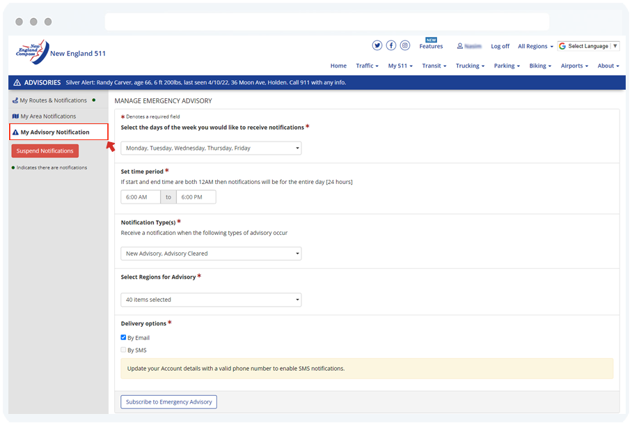 Creating Advisory Notification