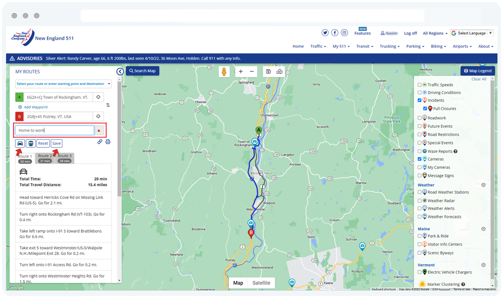Creating and saving Route