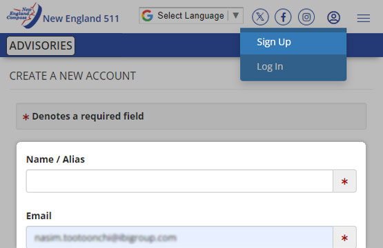 Signing up with New England 511